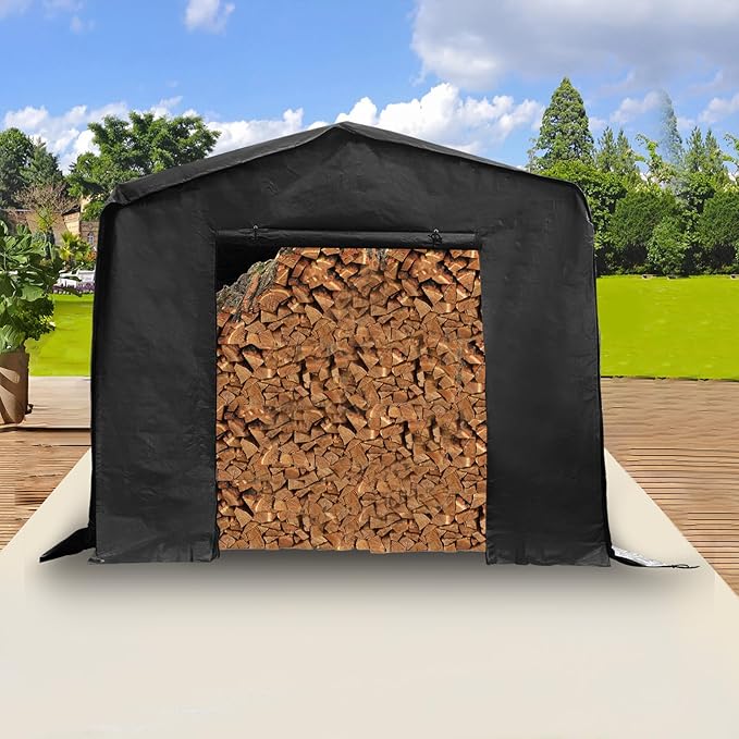 Outdoor Storage Shelter Shed, 8' x 8' Heavy Duty Portable Utility Shed Storage Shelter with Roll-Up Door, Large Steel Frame Garage Garden Shed for Backyard, Patio Lawn