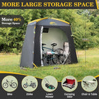 Happy Travel Bike Storage Shed Tent, Waterproof Portable Bike Cover with 40% More Top Space for 2/3/4/5 Bikes,Clips Easy Setup Sheds Shelter with Lockable Bicycle Design for Garden Tools, Lawn Mower