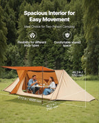 VEVOR Hot Tent, Camping Tipi Hot Tents with Stove Jack, Portable Winter Camping Tents with Snow Skirt, Easy Setup, Waterproof 4 Season Shelter Tents for Fishing Backpacking