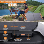 100W Portable Solar Panel with Solar Angle Guide,23.5% Efficiency Foldable Solar Charger for Jackery 300/Ecoflow River/Anker Solix,IP67 Waterproof Offgrid Power for Camping RV Battery Backup