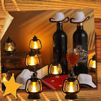 12 Pcs Mini Lanterns Decorative with LED Candle for Western Cowboy Xmas Home Decor Small Hanging Lantern Ornaments Camping Table Centerpiece Vintage Lantern Ornament