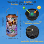 2Pack Solar Outdoor Lanterns Waterproof Butterfly Garden Gifts for Women, Multicolor Solar Outside Lights Lantern for Yard, Backyard, Porch, Mothers Day Gifts for Mom Grandma Wife