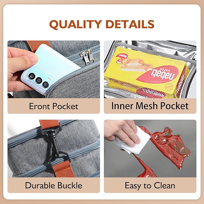 ‌Personalized Insulated Lunch Box for Men & Women - Reusable Leakproof Cooler Bag with Custom Embroidery Name, Expandable Compartment, Adjustable Strap for Work, Picnic, Camping (Black)