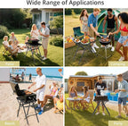 Anbte 2ft Folding Grill Table, Supports 180 Lbs, 2 Adjustable Height 28” Portable Grill Table Heat-Resistant Tabletop, Folding Metal Table for Camping BBQ Cooking Backyard Outdoor, 24" X 16", Black