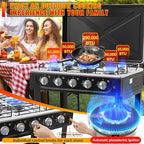 5 Burner Propane Gas Stove,400000BTU Portable Gas Stove with Support Leg Stand and Wind Blocking Cover Adapter Auto Ignition Camping Stove,propane burner for RV, Apartment, Outdoor Cooking