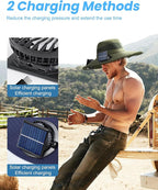 Solar Panel Powered Fan Built in Wide Brim Outdoor Fishing Hat USB Charging Men Ultralight Sun Bucket Mission Cooling Cap