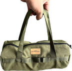 TBACW Canvas Tool Storage Bag with Zipper - Organizer for Tools, Tent Stakes & Poles, Durable Fabric Utility Pouch for Outdoor Hunting Hiking Camping Gear (Green)