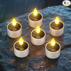 SoulBay Solar Tea Lights Outdoor Waterproof, 6 Pack Small Flameless Flickering Small Bright LED Candles Lights with Dusk to Dawn Sensor for Lanterns Window Chandelier Garden Patio Deck Décor