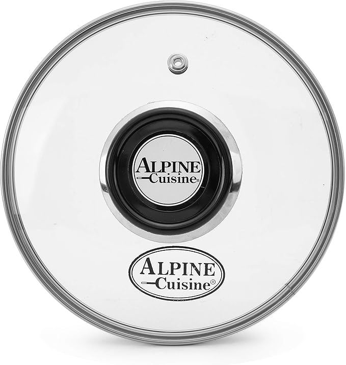 Alpine Cuisine 5 Quart Non-stick Stock Pot with Tempered Glass Lid and Carrying Handles, Multi-Purpose Cookware Aluminum Dutch Oven for Braising, Boiling, Stewing