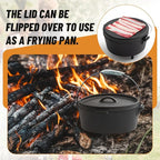 Maxdot Camping Tripod Dutch Oven for Camp Fire Cooking Equipment, 4 Quart Cast Iron Dutch Oven with Lid, Adjustable Height Tripod Campfire Lantern Hanger, Grill Grate, Cap Remover for over Fire Pit