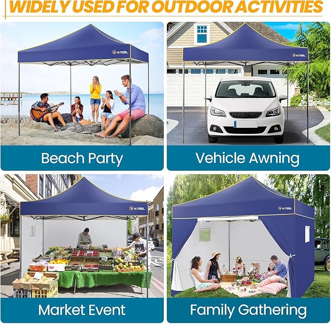 COBIZI Pop Up Canopy Heavy Duty Sidewalls, Commercial Heavy Duty Pop Up Tent for Parties All Weather Waterproof and UV 50+ Wedding Tent with Roller Bag (Deep Blue - 10x10FT)