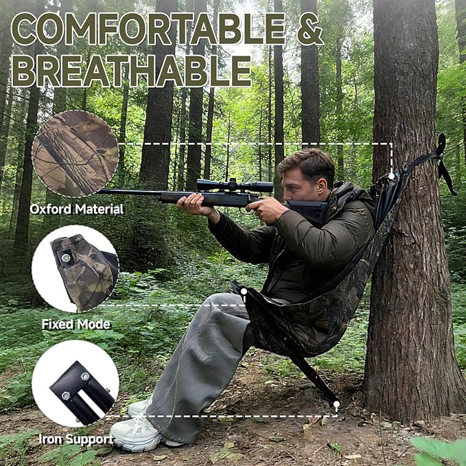 Low Down Hunting Tree Mounted Seat for Turkey Hammock Chair,Camo Tree Camping Chair,Portable Hunting Saddle Stool