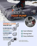ZOOOBELIVES Inflatable Camping Sleeping Pad, 4-Inch Thick Full Air Support, No Bottoming Out for Side Sleepers, Camping & Backpacking Mattress with Built-in Foot Pump, Durable & Compact – Airlive2000