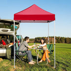 5x5 Pop Up Canopy Tent, Instant Portable Beach Canopy, Outdoor Tent with Carry Bag for Camping, Sports, Tailgating, Events, Burgundy