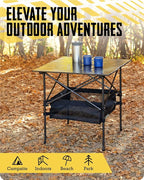 TrailBuddy Folding Camping Table - Aluminum Foldable Table for Tailgating or Camp Site with Carry Bag - Lightweight and Portable for Beach, Picnic, Tailgate & Outdoor Use, 28"x 28" x 28"