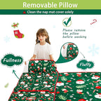 Toddler Nap Mat with Pillow and Blanket, Extra Large Rolled Napping Mats,Slumber Bags for Boys Girls,Kids Sleeping Bag for Daycare, Preschool Travel Camping