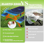 Picnic Table Cover with Bench Covers Vinyl Elastic Edges Fitted Rectangle Seat Tables Waterproof 3-Piece96X30in Set Outdoor Rectangular Folding Backing Tablecloth for Camping Over Size