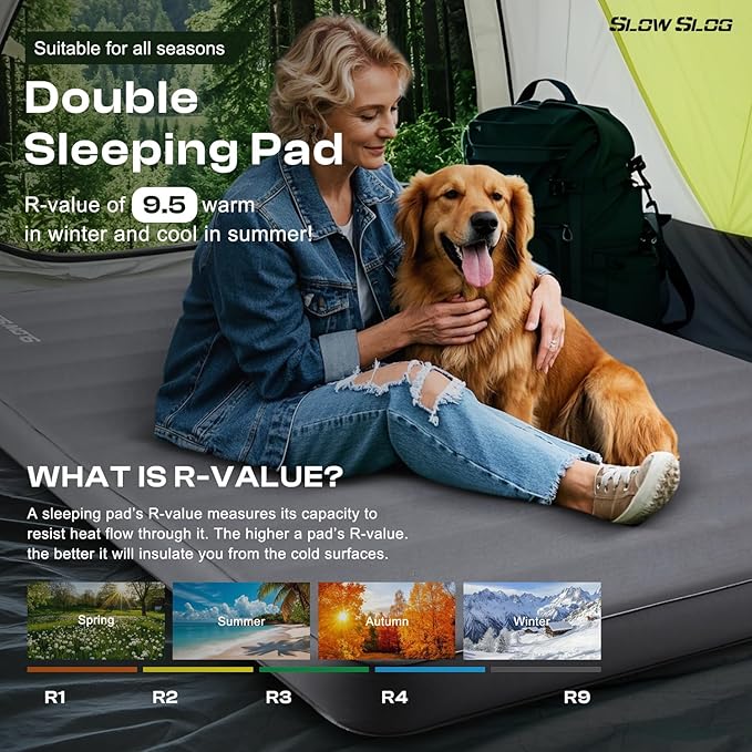 Self-Inflating Sleeping Pad with Portable Electric Air Pump, 4in Thick Memory Foam Camping Mattress for Tent Cot & Car Travel, Fast Inflate & Deflate Camping Pad