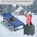 ABORON Camping Cot for Adult 28" Extra Wide, Heavy-Duty 1200D Oxford Cot for Sleeping, Portable Folding Camp Bed with Mat & Carry Bag