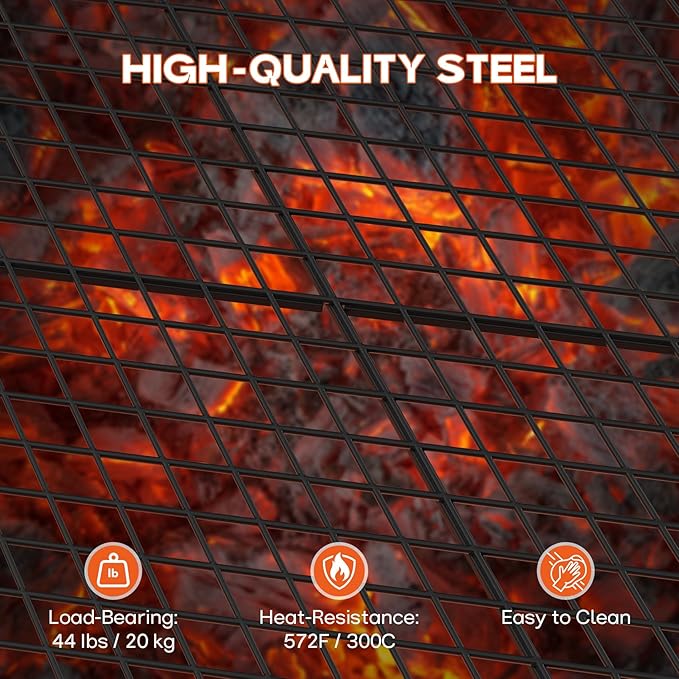 onlyfire Round Fire Pit Grill Grate, Heavy-Duty Steel Cooking Grate with X-Marks Design, Portable Campfire Grill for Outdoor BBQ, Camping, Picnics - 24 Inch