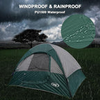 Camping Tent 2-4 Person, Waterproof Windproof Tent with Rainfly Easy Set up-Portable Dome Tents for Camping…