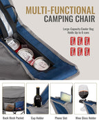 KingCamp Oversized XL Camping Chair, Heavy Duty 500lbs Folding Couch for Adults, Padded Large Comfortable Sofa Seat with Cooler Bag Cup Holder for Outdoor Sports Fishing Patio Lawn