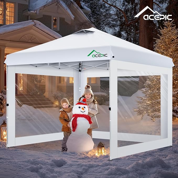 Clear Canopy Sidewalls for 10x10 Pop Up Tent, Transparent Window Curtain Cloth, 8 Mil PVC Enclosure Fabric with Zipper, White (3Pack Sidewalls Only, Not Included Frame&Top)