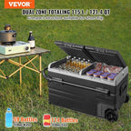 VEVOR Car Refrigerator, 12 Volt Car Refrigerator Fridge, 121.4QT Dual Zone Portable Freezer with Wheels and Handle, -4℉-68℉, 12/24V DC and 100-240V AC Compressor Cooler for Outdoor, Camping