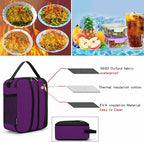 BEIMILY Lunch Box for Men Women Adults,Small Insulated Lunch Bag for Office Work Picnic,Reusable Portable Lunchbox,Soft Cooler Tote Bag(Dark Purple)
