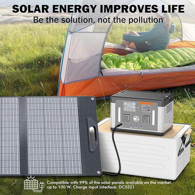 Portable Power Station 700W 577Wh Solar Generator, 120V Pure Sine Wave AC, PD 60W Fast Charge, 1000W Surge Inverter Power Bank Home Backup Battery for CPAP, Camping, RV, Outage