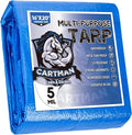 CARTMAN Finished Size 16x20 Feet Blue Poly Tarp 5 Mil Thick, Multipurpose Protective Cover for Camping, Tent, Boat, RV, Car