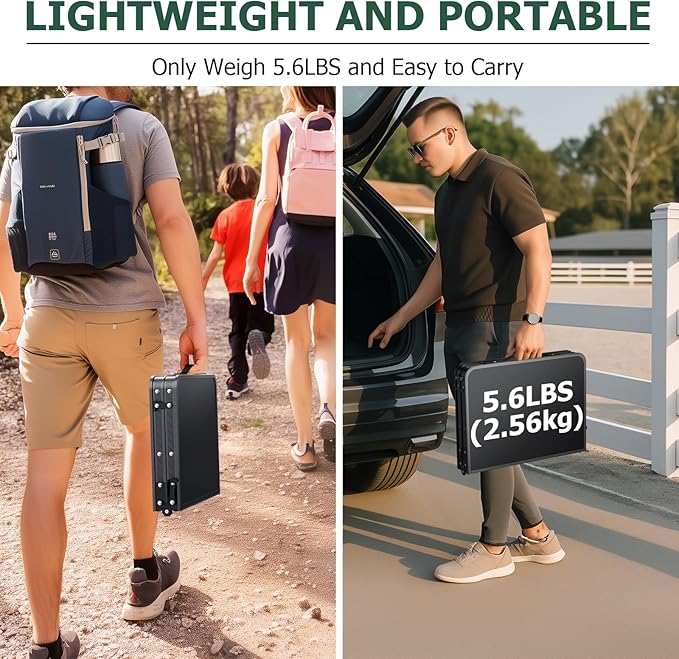 JiGiU Folding Camping Table Portable Pinic Table 3 Level Height Adjustable Aluminum Frame Small Foldable Camp Table Light Weight with Carry Handle for Outdoor Indoor Hiking Camp BBQ Beach