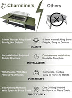 Charmline 15x11 inches Portable Charcoal Grill, Compact Portable BBQ Grill, Tabletop Charcoal Grills for Camping, Picnics, Gardens and Beach Parties, Green