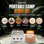 Portable Stove Kit with Camping Pot & 2 Fire Starters, Lightweight Stainless Steel Wood Burning Stove for Emergency Preparedness, Survival Supplies, Camping Gear & Outdoor Cooking