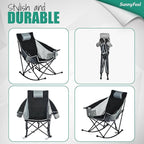 SUNNYFEEL Rocking Camping Chair 2 Pack, Outdoor Oversized Folding Lawn Chair with Pocket, Heavy Duty for Outdoor/Picnic/Lounge/Patio, Portable Camp Rocker Chairs with Carry Bag