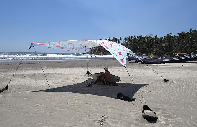 Neso Grande Portable Beach Tent Sun Shelter - Lightweight Beach Shade Canopy - Easy Setup for Family Outings - Patented Reinforced Corners - UPF 50+ Sun Protection - 7ft Tall, 9 x 9ft