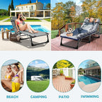 ABORON Patio Lounge Chair, Folding Guest Bed Cot for Adults, 500LB Heavy-Duty Capacity, Portable Extra Bed with Comfort Mat, Quick Fold Design for Indoor Guest Stays & Temporary Use