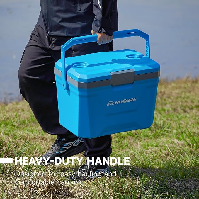 EchoSmile Insulated Portable Cooler 20L/21qt, Outdoor Hard Cooler Ice Chest Box for Camping, Drink, Beach, Fishing and Boating