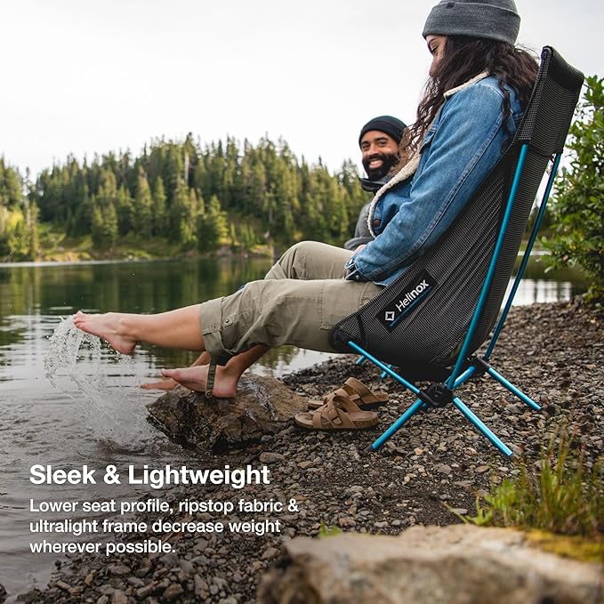 Helinox Chair Zero Highback Chair, 1.43lbs, Ultralight, High Back Camping Chair, Backpacking, Folding Outdoor Chairs, Black