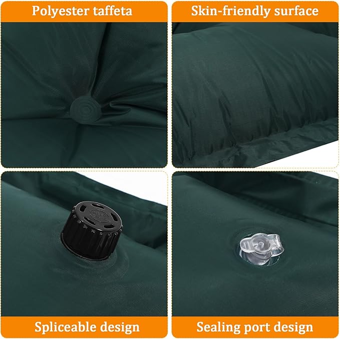 BESTonZON Camping Inflatable Sleeping Mat Self-Inflating Portable Air Mattress Military Green 185x60x2.5cm Lightweight Outdoor Camping Pad for Hiking and Backpacking