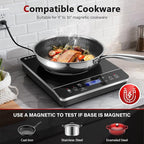 Portable Induction Cooktop Burner, 1800W Induction Hot Plate with LCD Touch, 20 Cooking Modes & 3-Hour Timer, Child Safety Lock & Auto Shutoff, ETL Certified Electric Stove for Home, Dorm, RV