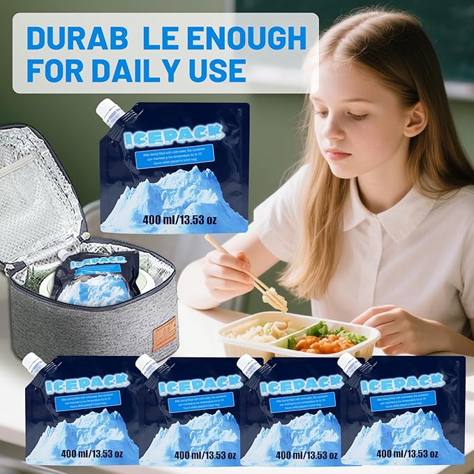 Reusable Ice Packs for Coolers - 5 Pack Freezable Gel Packs for Lunch Box, Camping, Picnic, Medical Cold Therapy - Leakproof & Long-Lasting Cold Storage