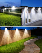 Clip on Solar Lights for Fence, 3 Modes Solar Motion Lights Outdoor Waterproof, 60LEDs 500LM Portable Security Light for Fence, Deck, Garage, Camping, USB Charging, 2 White