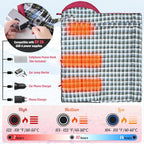 Sportneer Heated Sleeping Bag with 5 Heating Zones, Warm Flannel Cold Weather Sleeping Bag for Adults, 3 Heat Levels USB Powered (Power Bank Not Included), Winter Camping & Outdoor Hiking