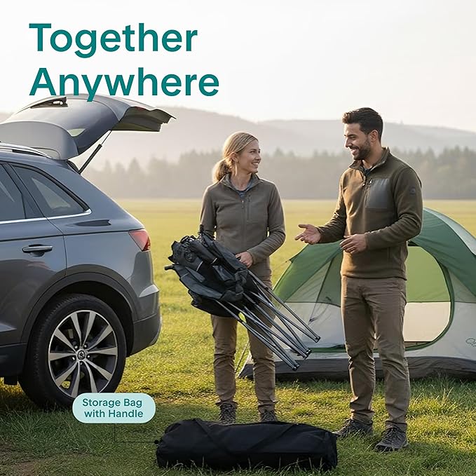Camping Loveseat for Couples, Friends & Families, Double Camping Chair, Foldable Two Person Camping Chair for Campfire Nights, Tailgating Fun, Beach Escapes, RV Road Trips & Cozy Backyard Comfort