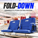 BRAWNTIDE Stadium Seat for Bleachers with Back Support - Wide Padded Reclining Bleacher Seat, Portable Folding Stadium Chair with Armrests, Hooks, Straps, Cup Holders & Pockets for Games & Concerts