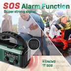 Emergency Hand Crank Radio with 10000mAh/37000mWh Battery Backup, NOAA/AM/FM Weather Radio, Type-C Charge,Solar Charging,SOS, 3 Modes LED Torch, Reading Lamp, Compass for Outdoor Survival