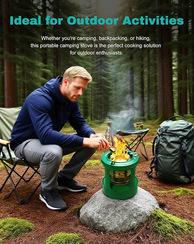 Camping Picnic Burner Furnace, Efficient Portable Camping Stove, Backpacking Oil Stoves Cooker Cookware, Handy Outdoor Portable Kerosene Stove (Round)