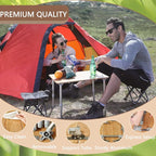 KingCamp Bamboo Adjustable, Anti-UV Portable Folding Table, Picnic, Camping, Three Heights,2-6 People, 23.6x15.7x10.6/15.7in, Yellow_23.6"x15.7", 2 Person