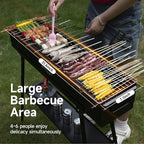 WILLBBQ Charcoal Grills Commercial Quality Portable Hibachi BBQ Lamb Skewer Folded Camping Barbecue Grill for Backyard Outdoor Cooking Use (31.5x7.2x5.2 inch), BLACK